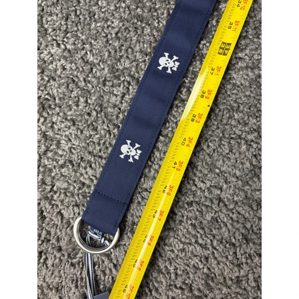 Vineyard Vines Mens Skull Icon D-Ring Belt Deep Bay Navy Blue 1B000090-976 Sz M
